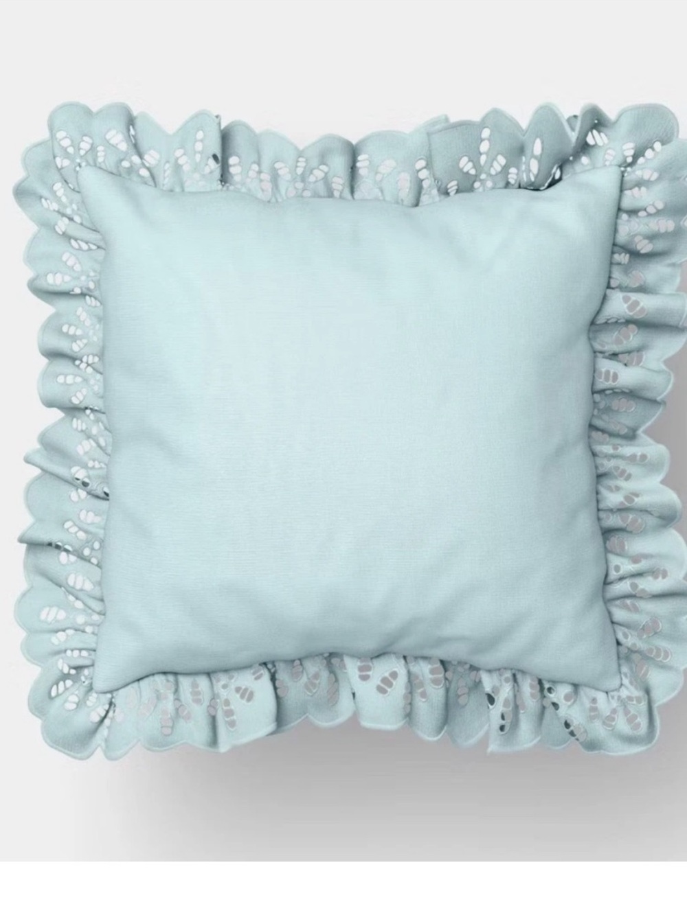 26” x  26” Eyelet Ruffle Outdoor Pillow Blue. Threshold W/ Studio McGee